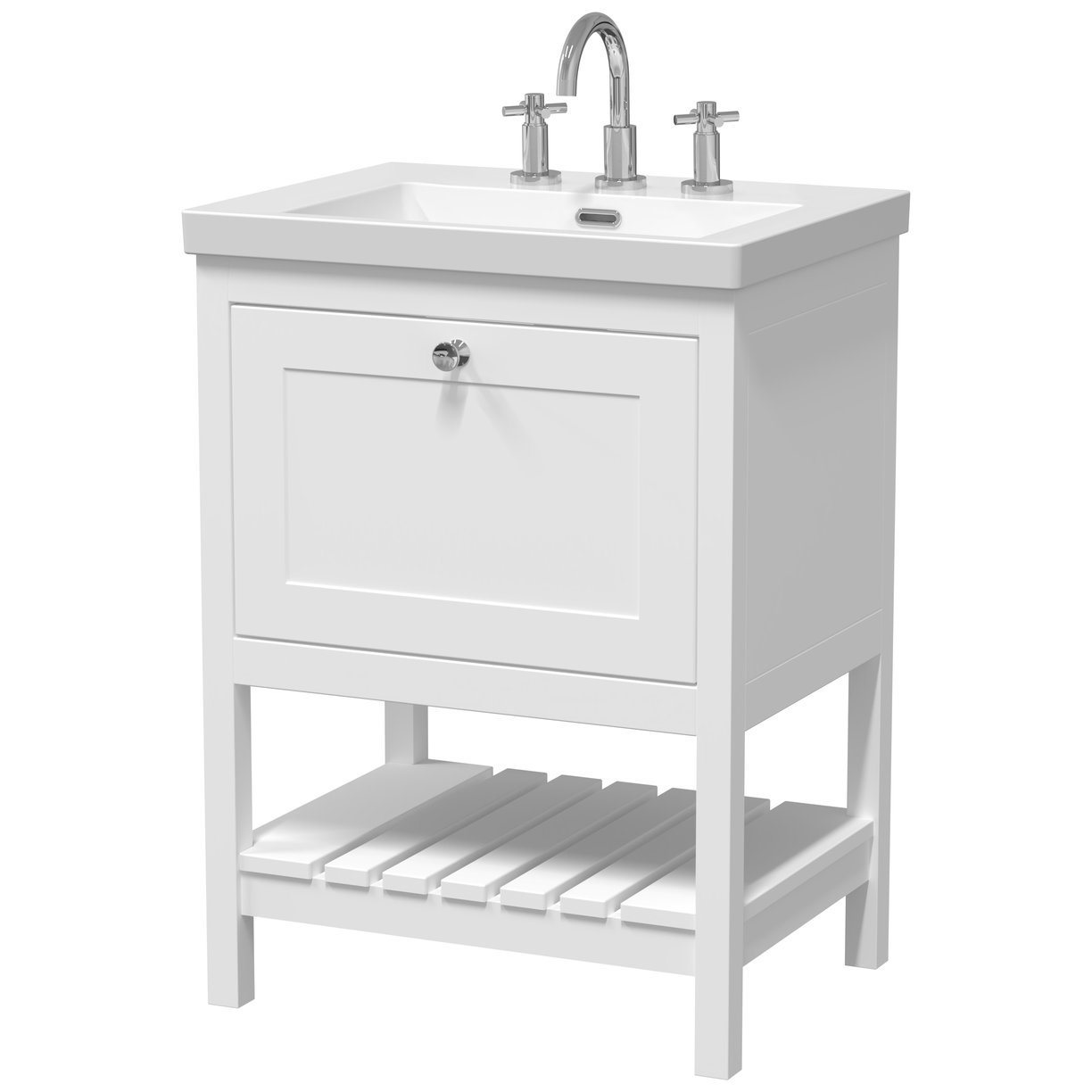 600 F/S Drawer Contemporary Basin 3TH - Pure White