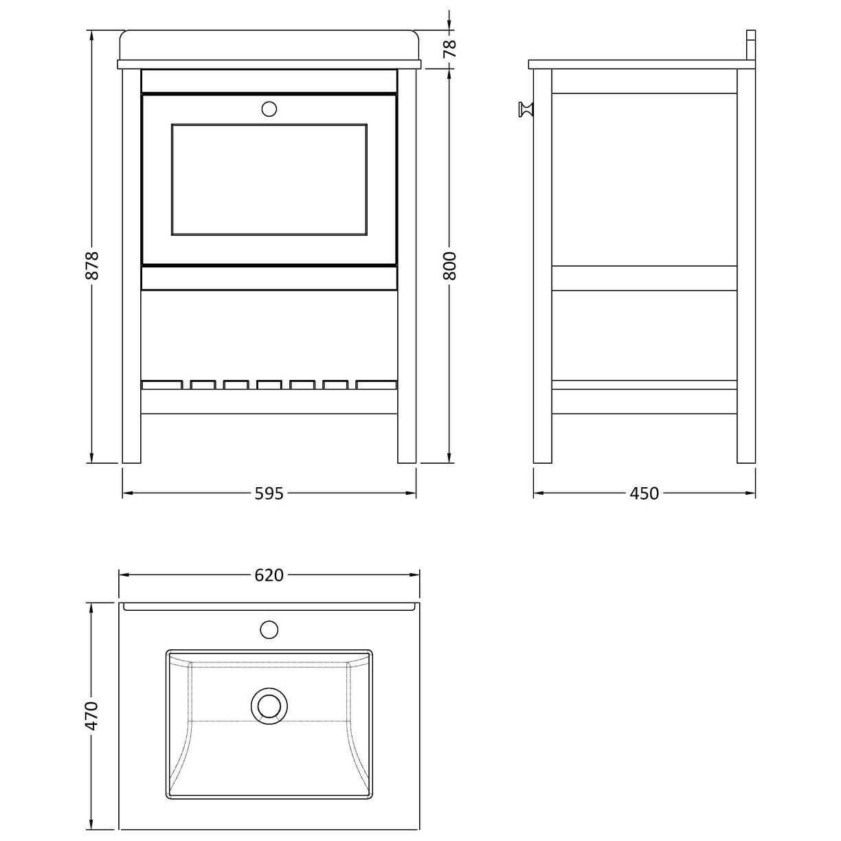 600 F/S Single Drawer Unit & Marble Top 1Th - Pure White