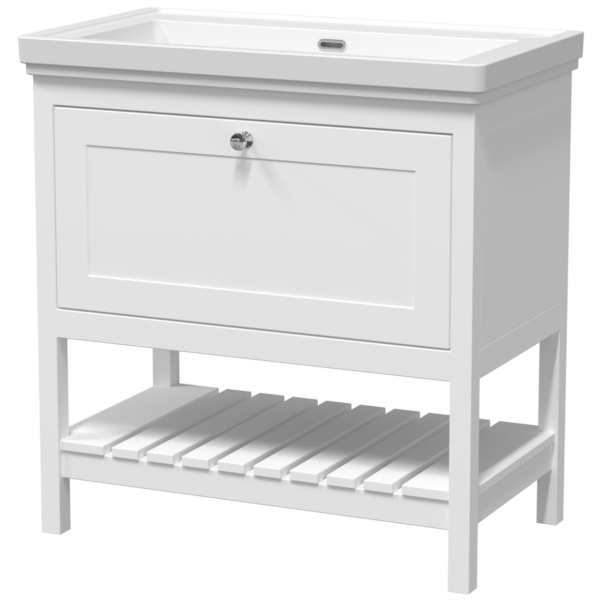 800 F/S Single Drawer Unit & Classic Basin 0Th - Pure White