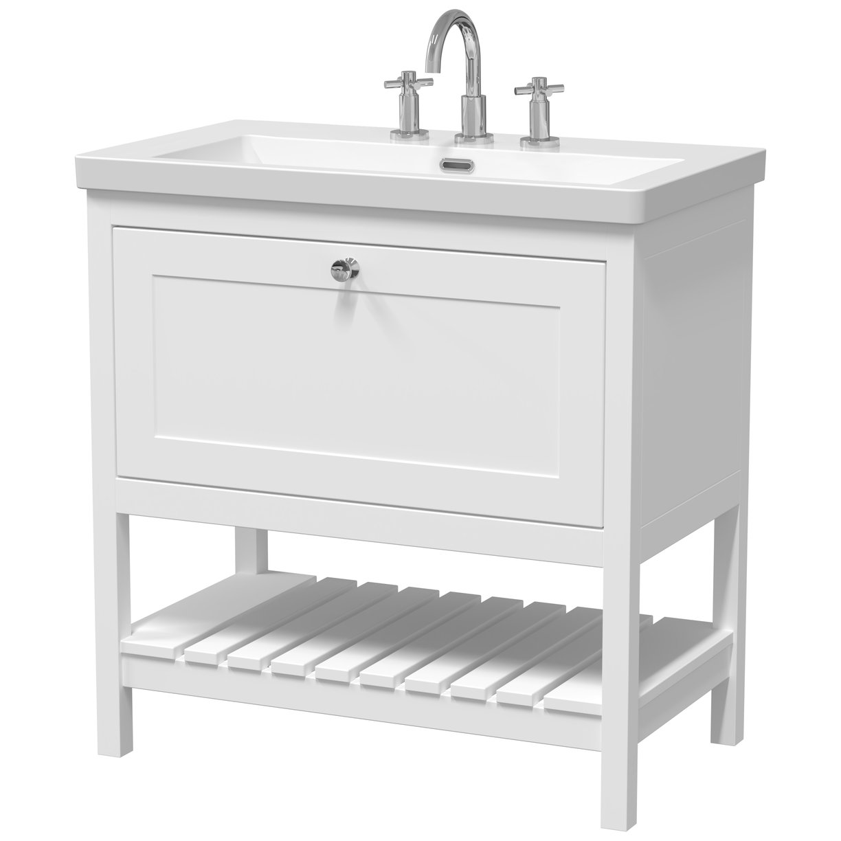 800 F/S Drawer Contemporary Basin 3TH - Pure White