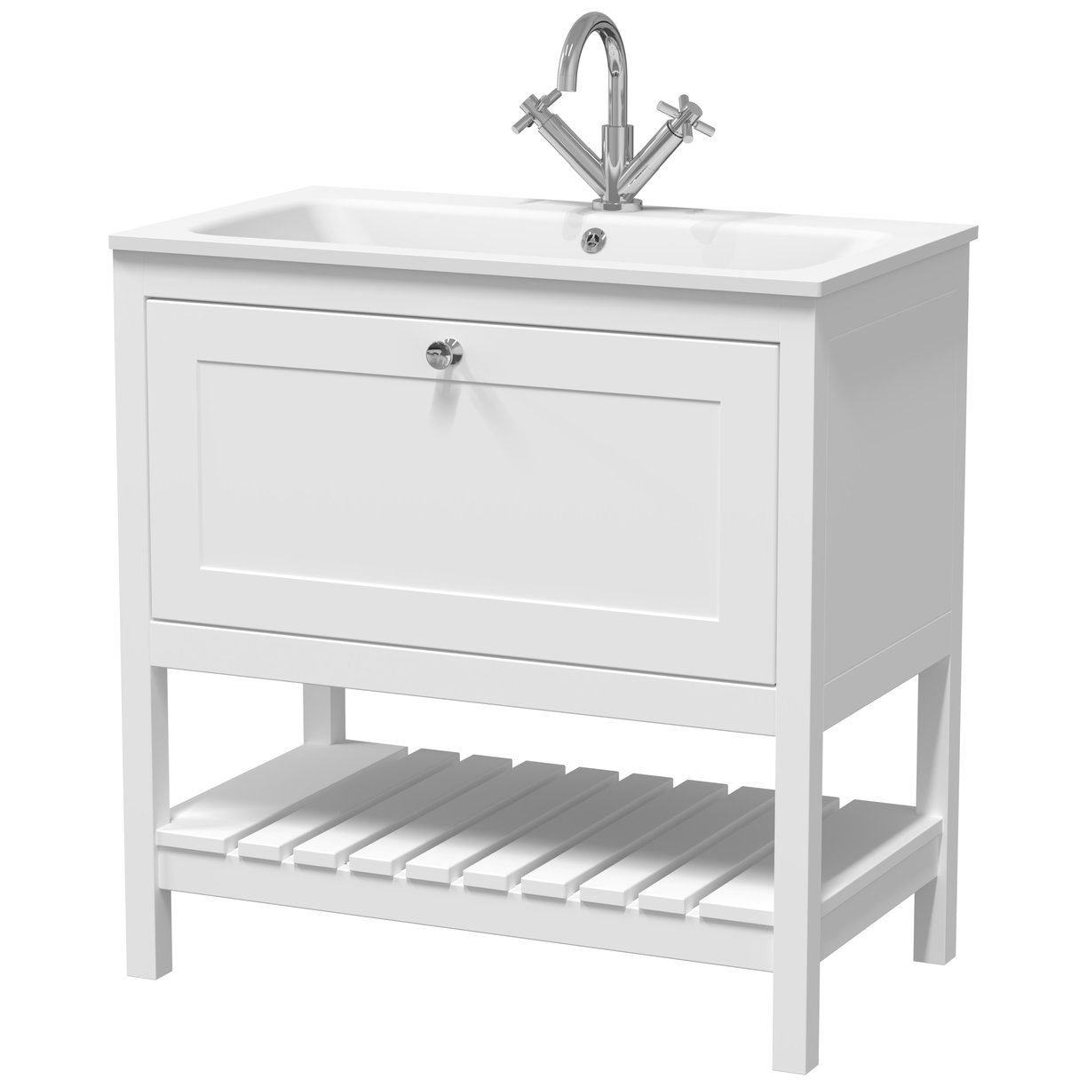 800 F/S Drawer & Stone Basin 1TH - Pure White