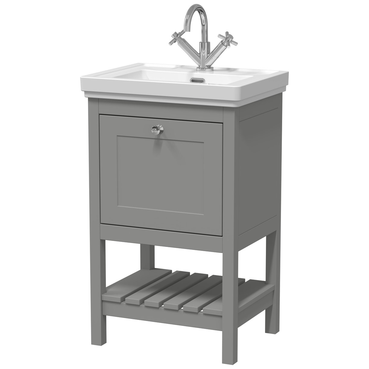 500 F/S Single Drawer Unit & Classic Basin 1Th - Cool Grey