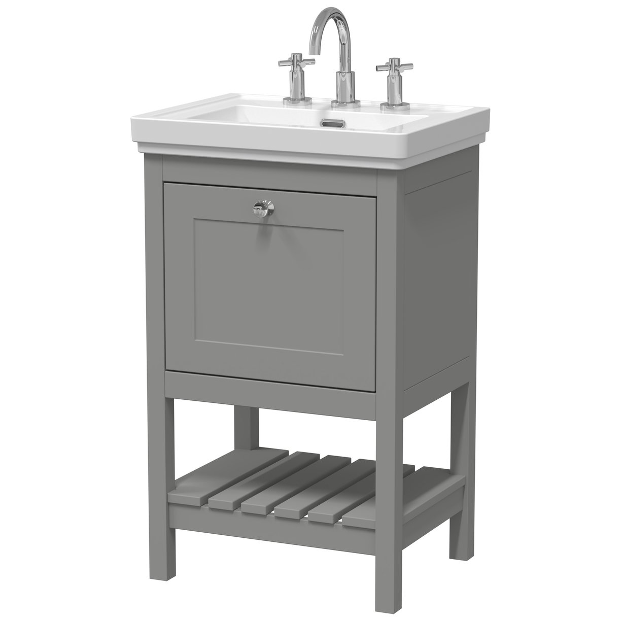 500 F/S Single Drawer Unit & Classic Basin 3Th - Cool Grey