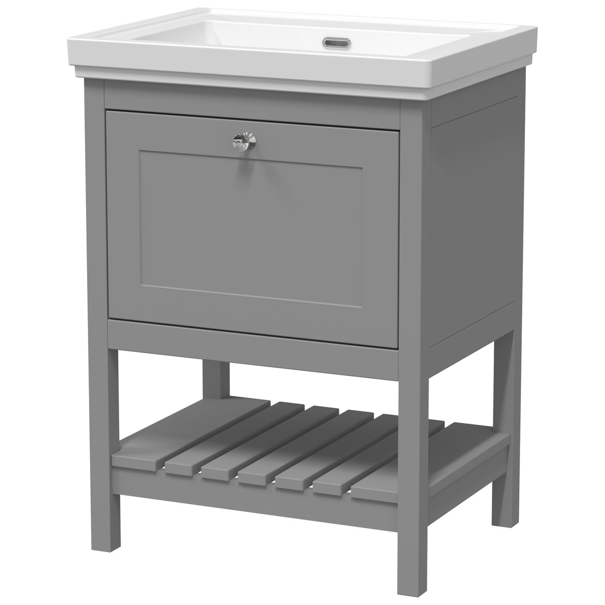 600 F/S Single Drawer Unit & Classic Basin 0Th - Cool Grey