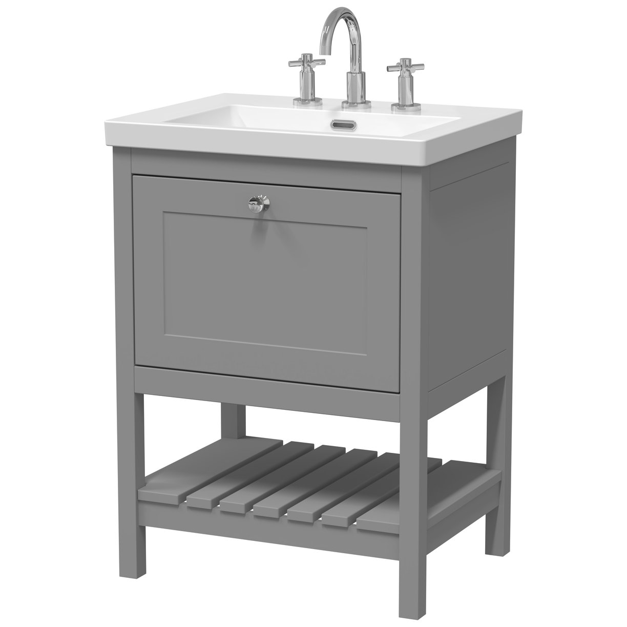 600 F/S Drawer Contemporary Basin 3TH - Cool Grey