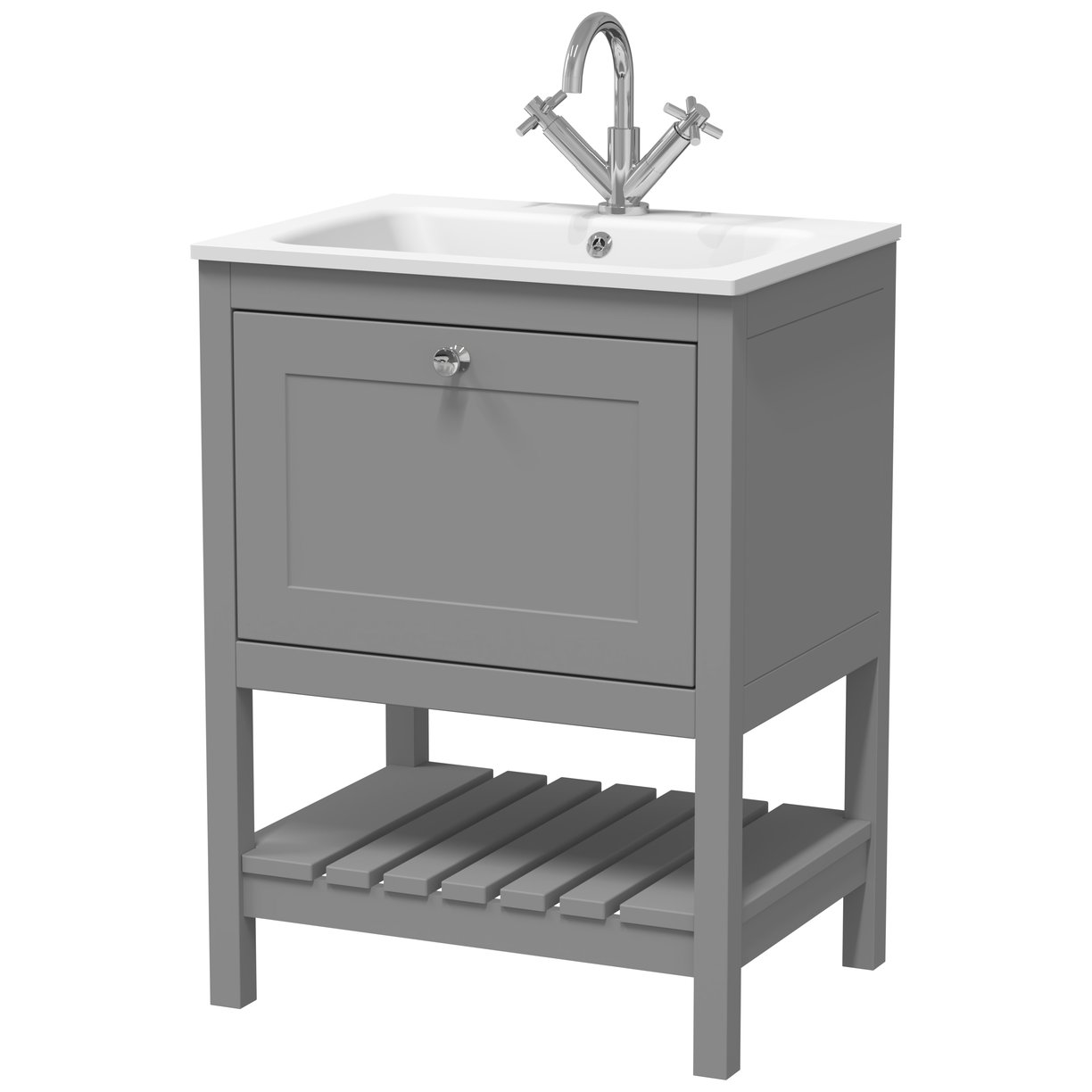 600 F/S Drawer & Stone Basin 1TH - Cool Grey