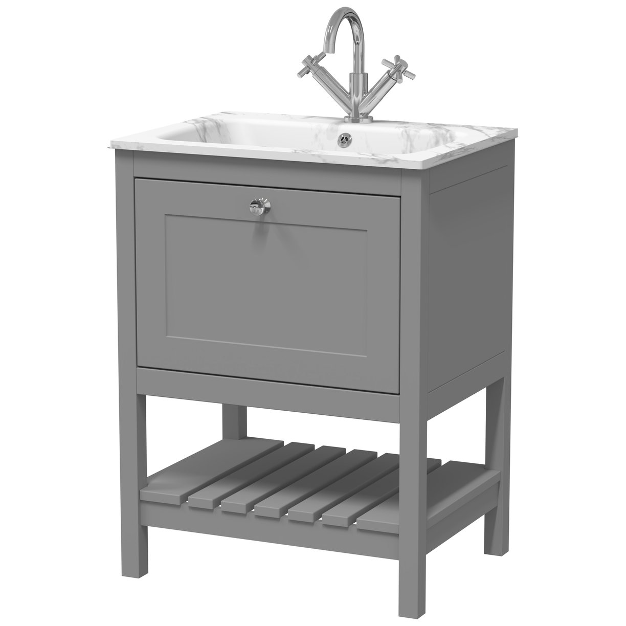 600 F/S Drawer & Stone Basin 1TH - Cool Grey