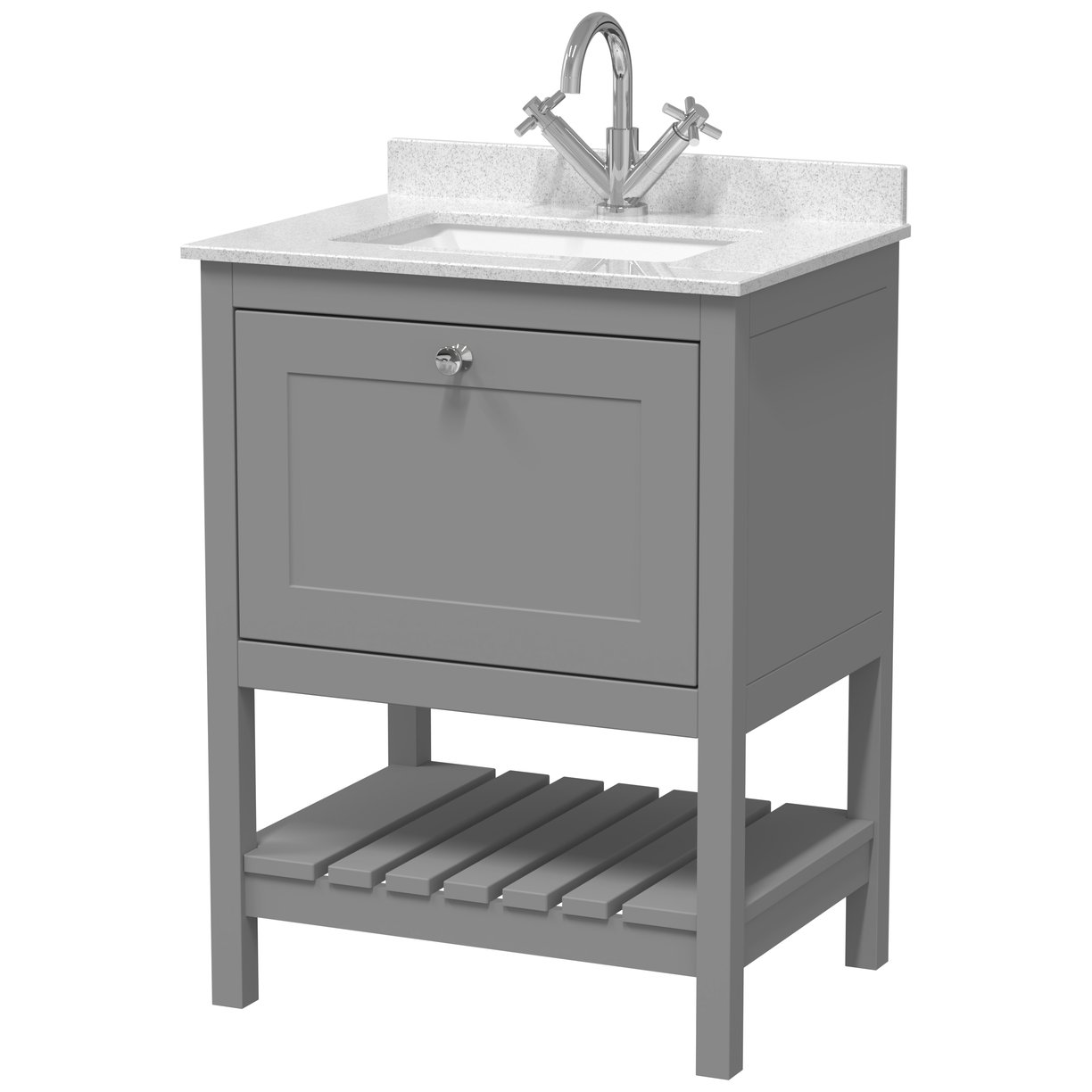 600 F/S Single Drawer Unit & Marble Top 1Th - Cool Grey