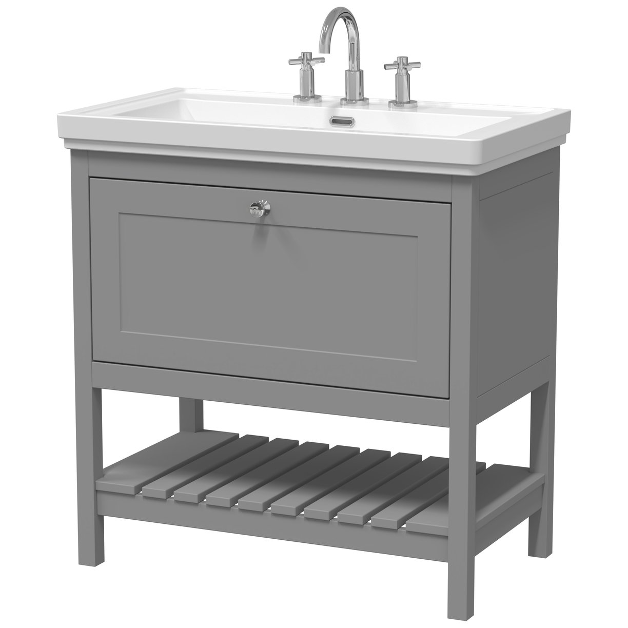 800 F/S Single Drawer Unit & Classic Basin 3Th - Cool Grey