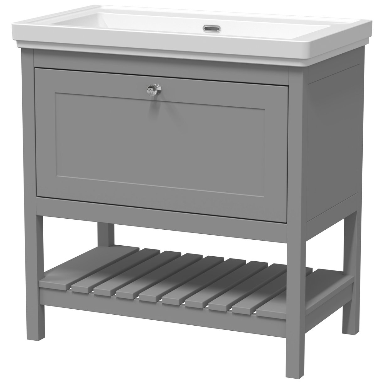800 F/S Single Drawer Unit & Classic Basin 0Th - Cool Grey