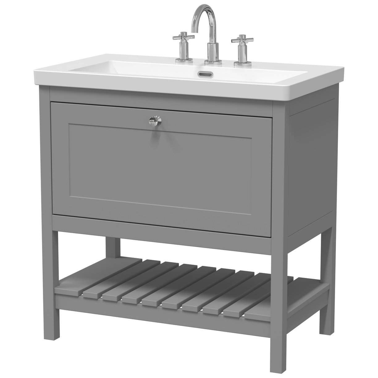 800 F/S Drawer Contemporary Basin 3TH - Cool Grey