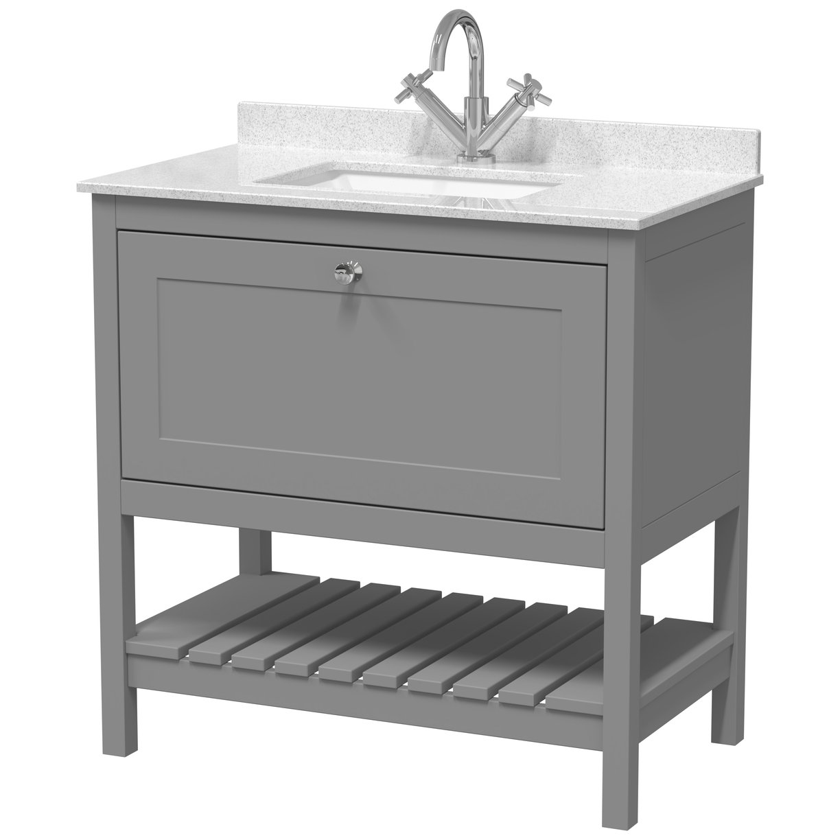 800 F/S Single Drawer Unit & Marble Top 1Th - Cool Grey