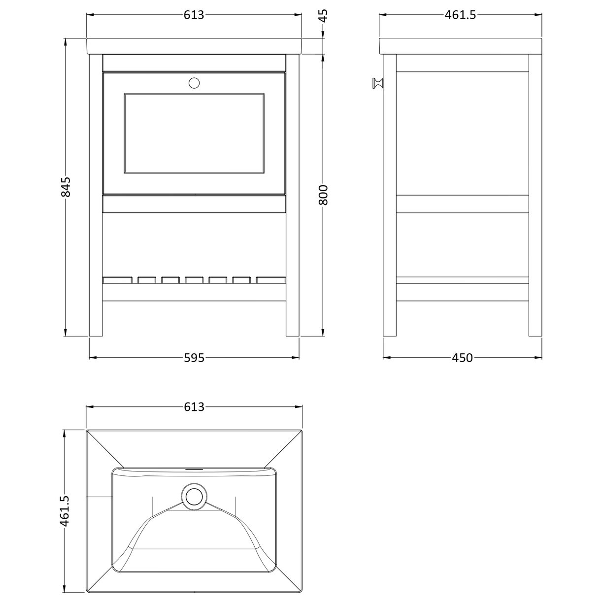 600 F/S Drawer Contemporary Basin 0TH - Indigo Blue