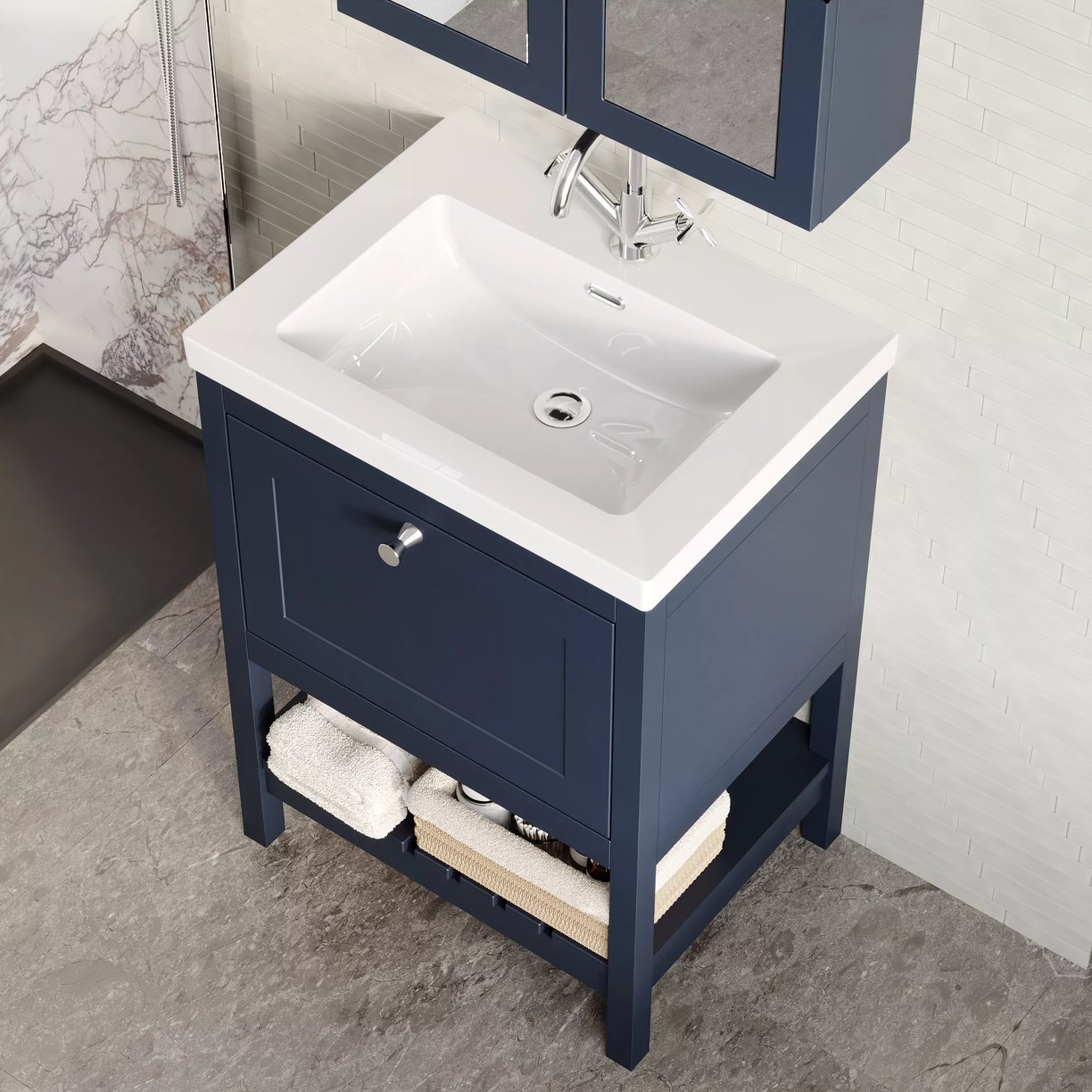 600 F/S Drawer Contemporary Basin 1TH - Indigo Blue