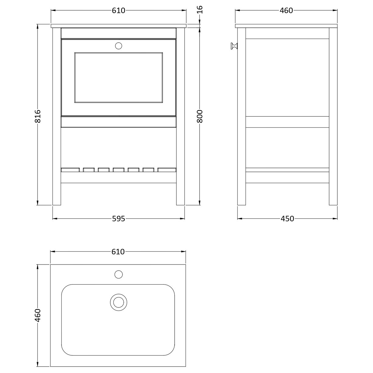 600 F/S Drawer & Stone Basin 1TH - Indigo Blue