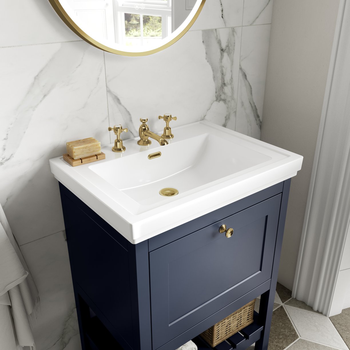 800 F/S Single Drawer Unit & Classic Basin 3Th - Indigo Blue