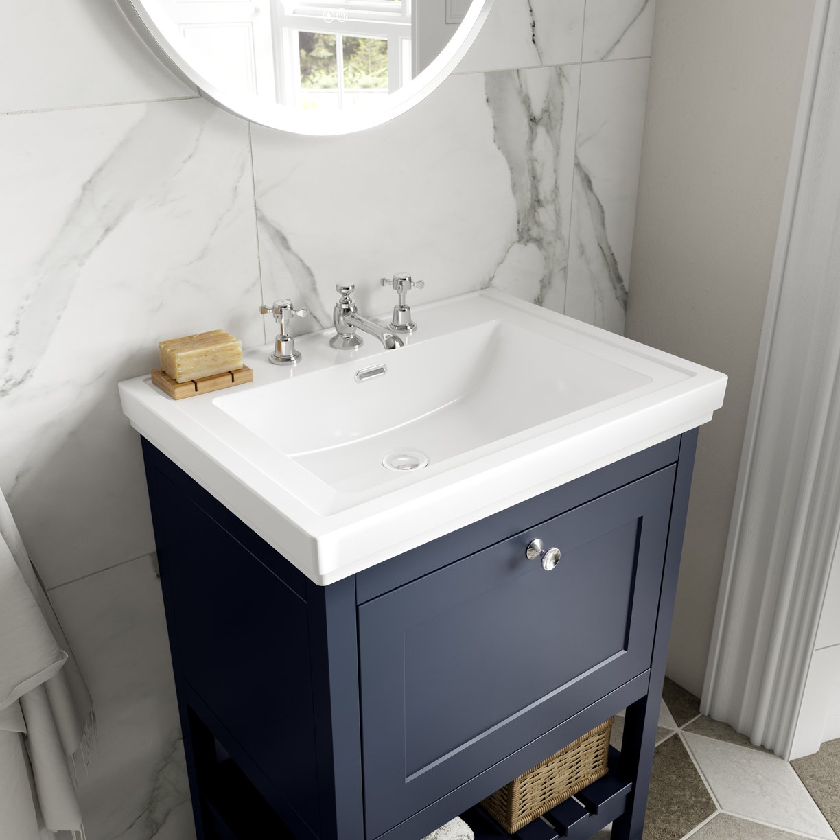 800 F/S Single Drawer Unit & Classic Basin 3Th - Indigo Blue