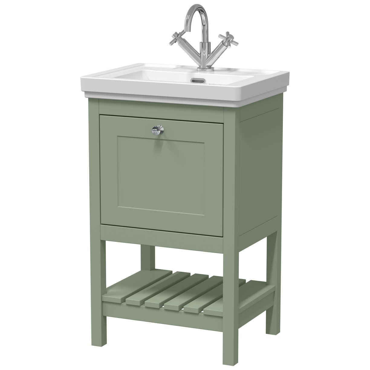 500 F/S Single Drawer Unit & Classic Basin 1Th - Matt Green