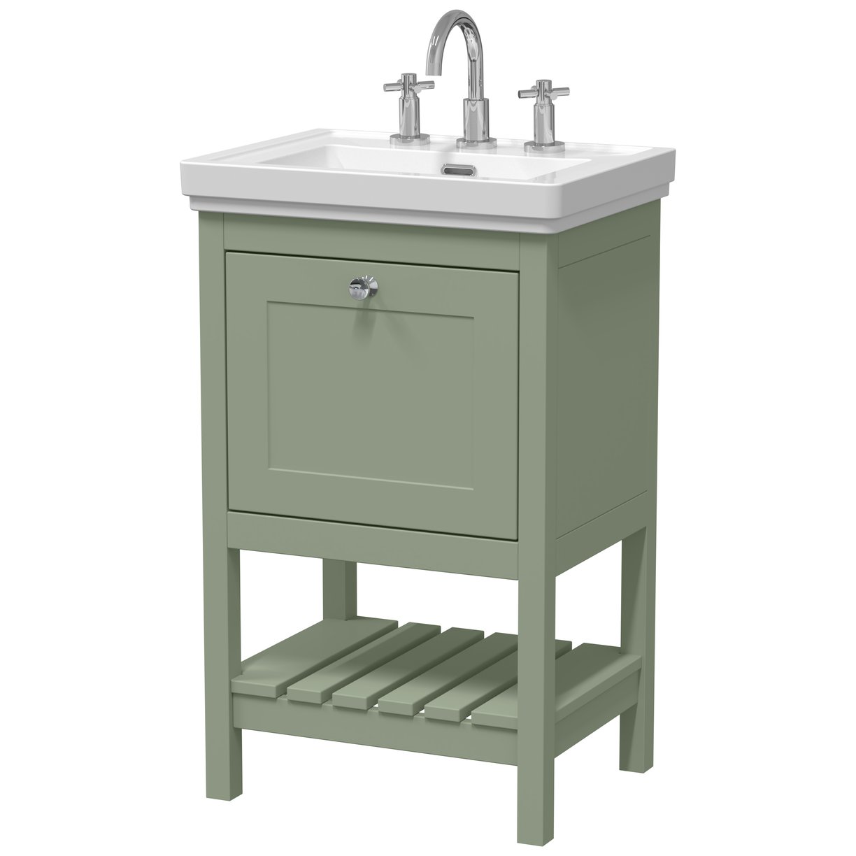 500 F/S Single Drawer Unit & Classic Basin 3Th - Matt Green
