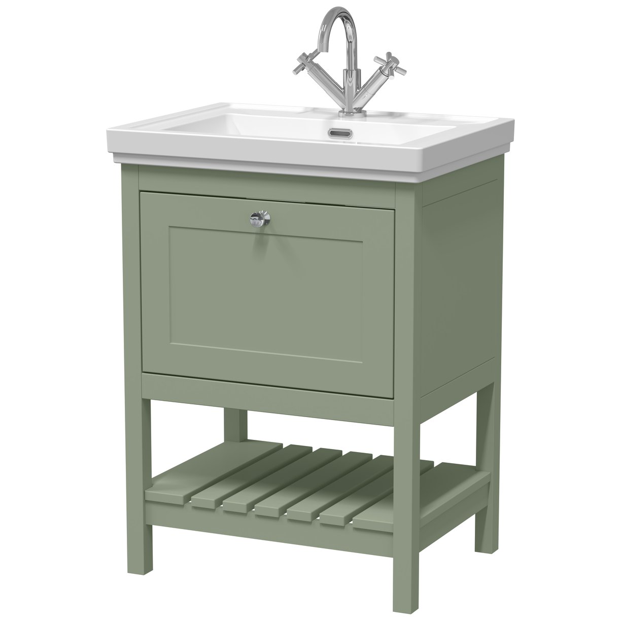 600 F/S Single Drawer Unit & Classic Basin 1Th - Matt Green