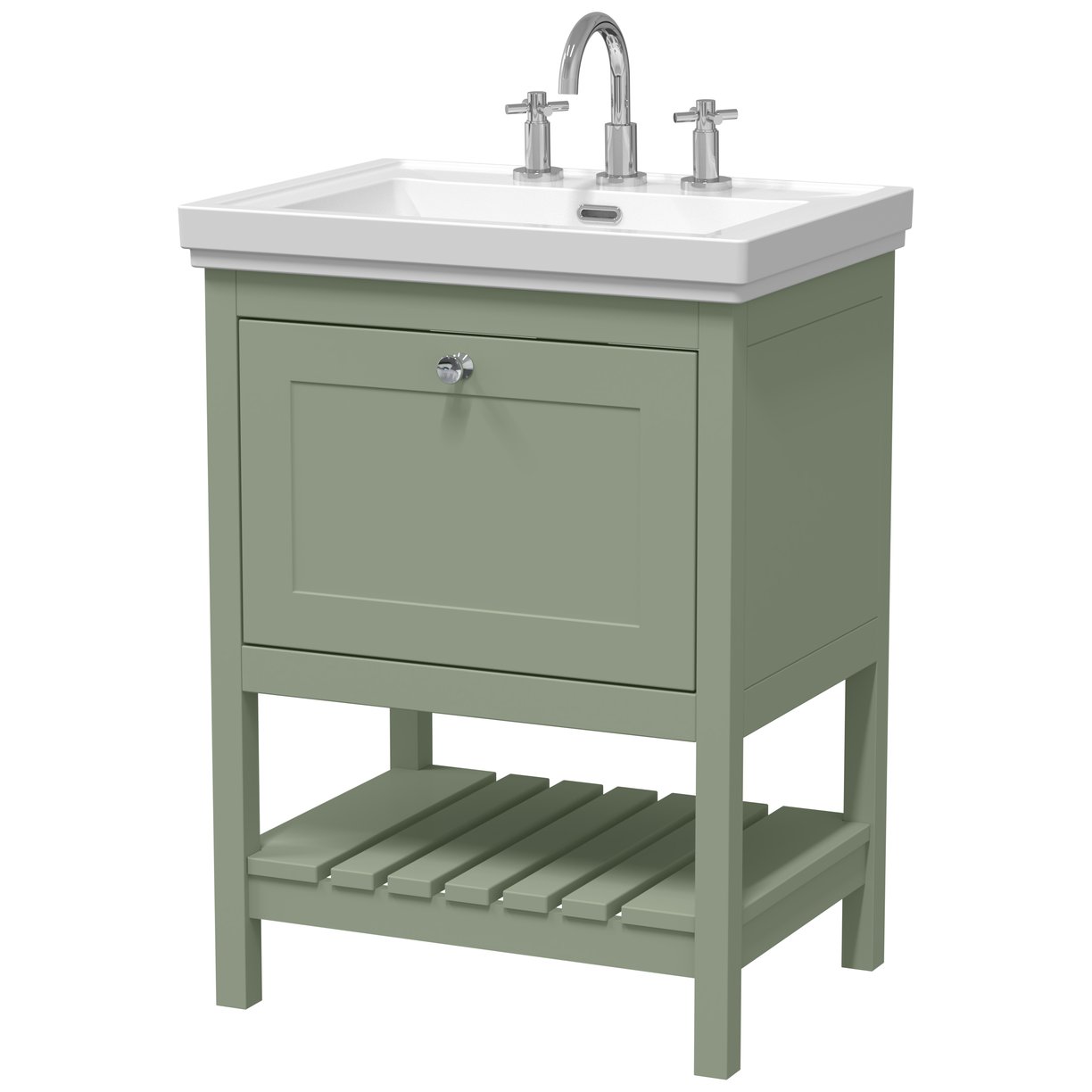 600 F/S Single Drawer Unit & Classic Basin 3Th - Matt Green