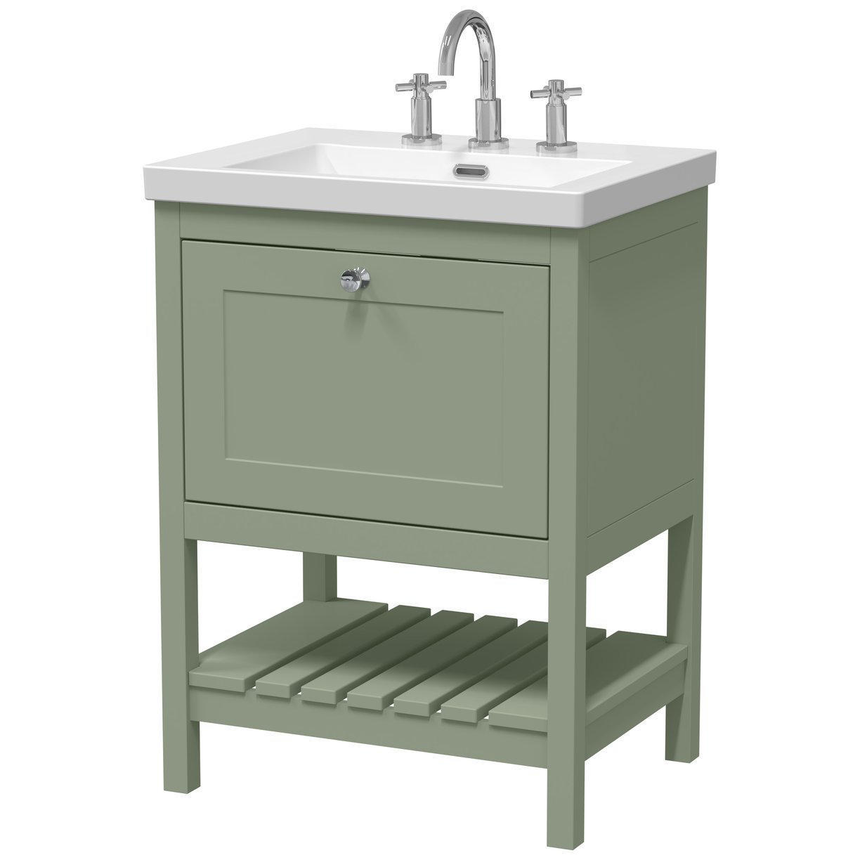 600 F/S Drawer Contemporary Basin 3TH - Matt Green