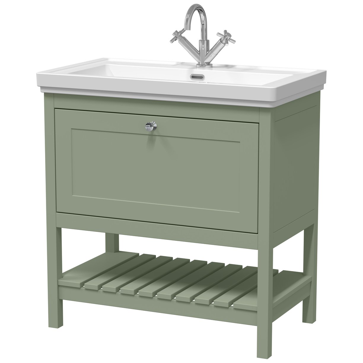 800 F/S Single Drawer Unit & Classic Basin 1Th - Matt Green