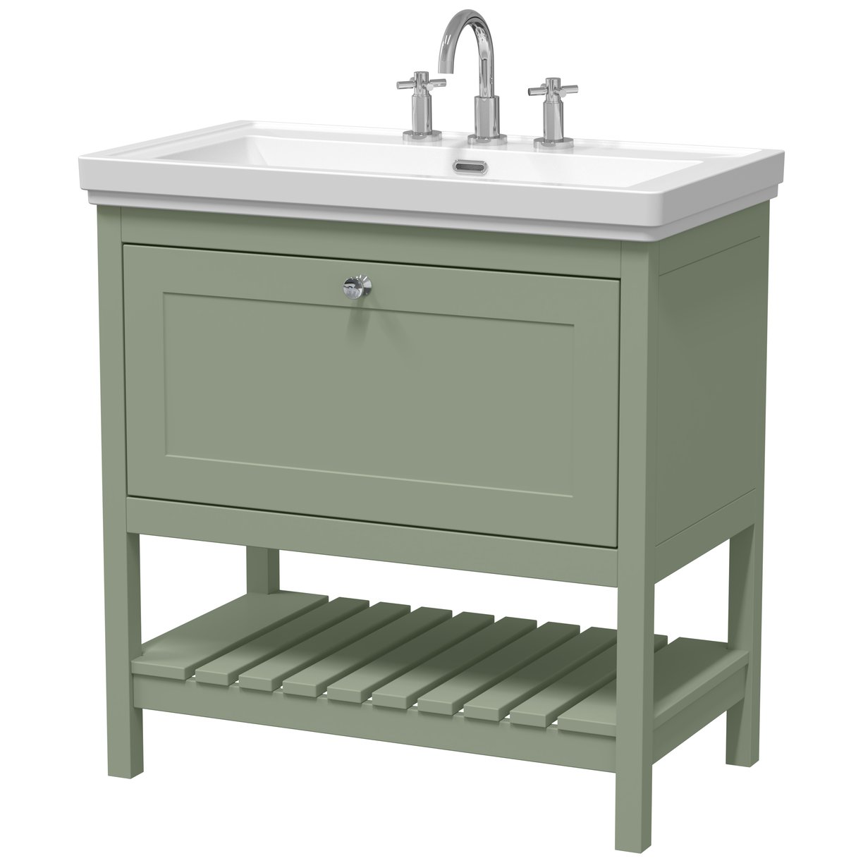 800 F/S Single Drawer Unit & Classic Basin 3Th - Matt Green