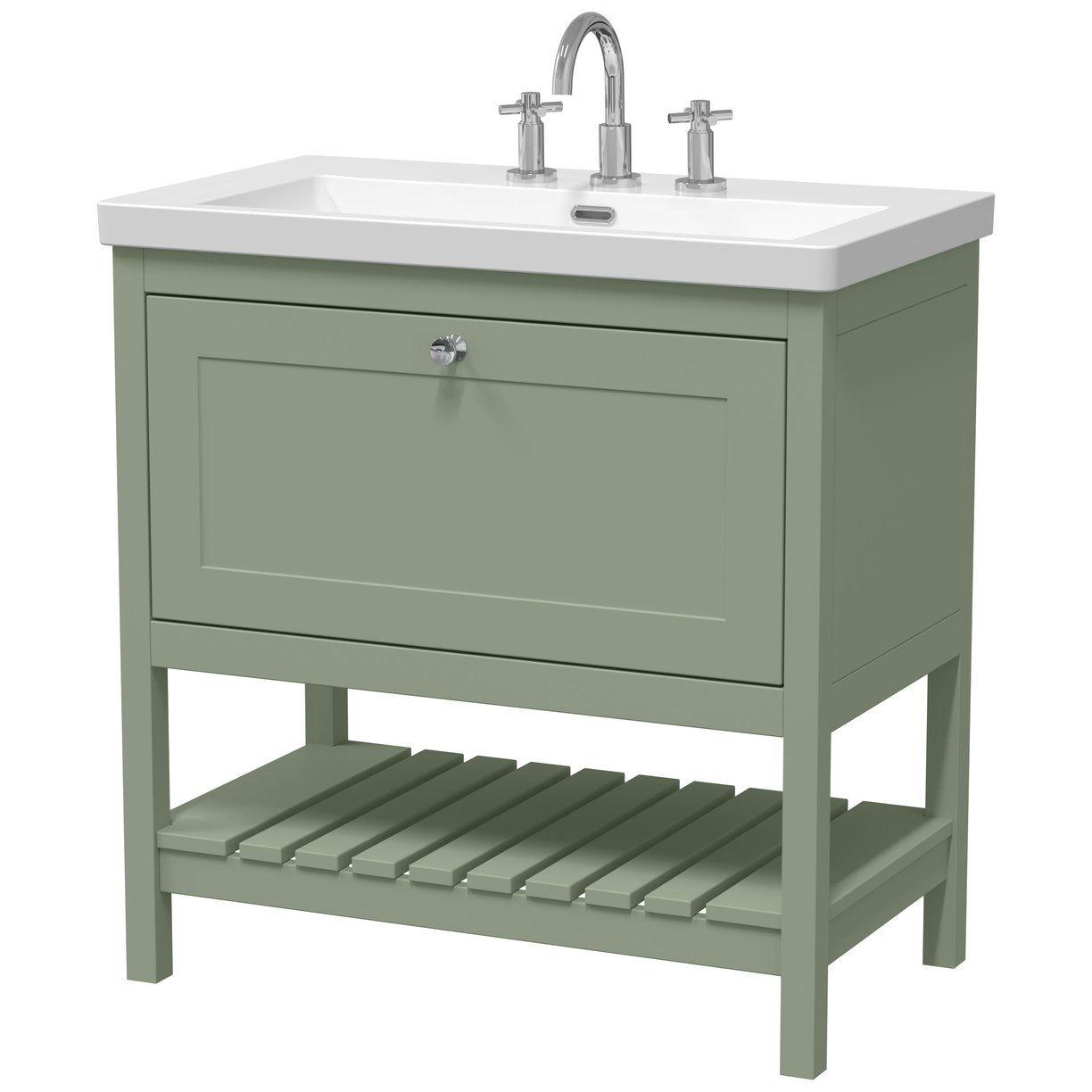 800 F/S Drawer Contemporary Basin 3TH - Matt Green