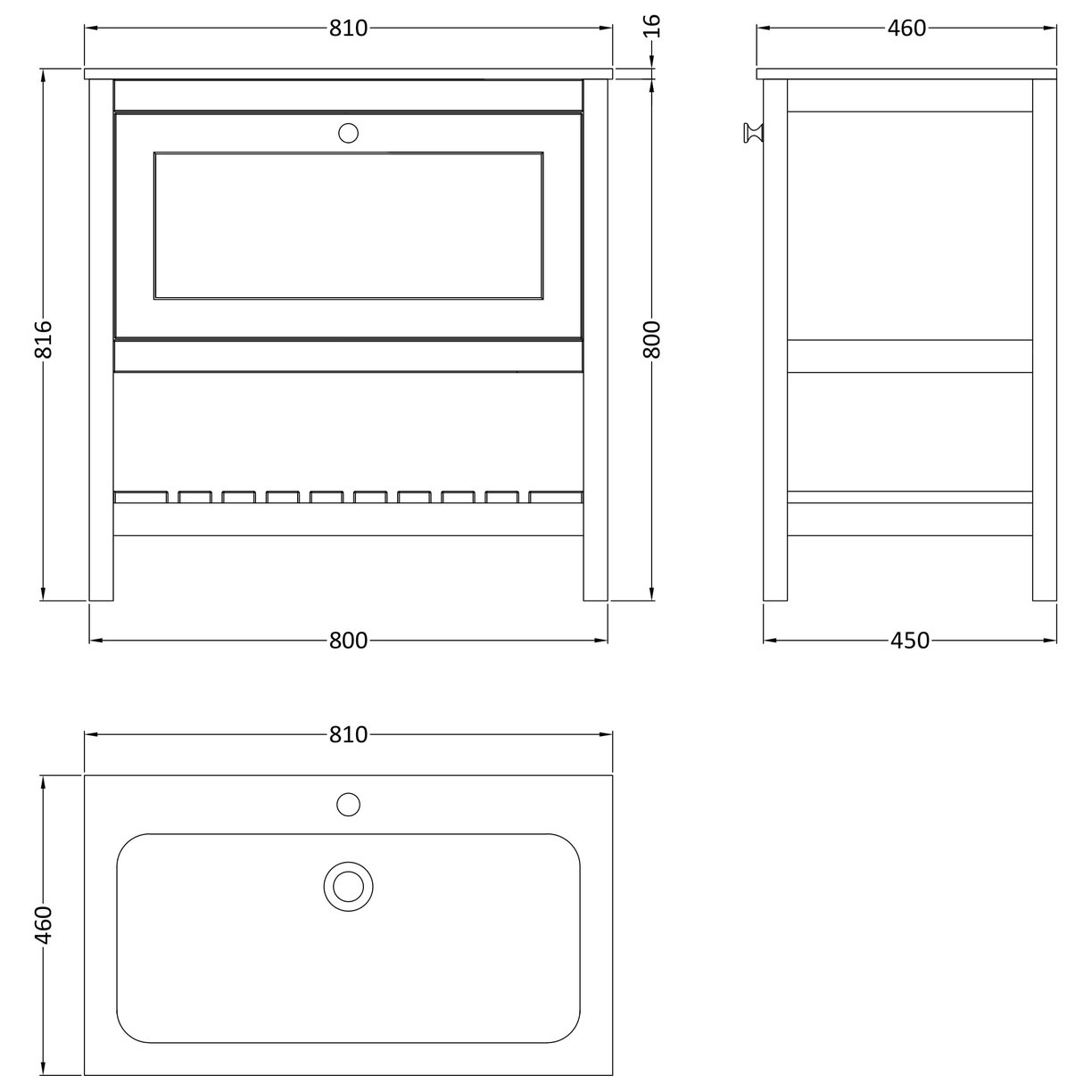 800 F/S Drawer & Stone Basin 1TH - Matt Green