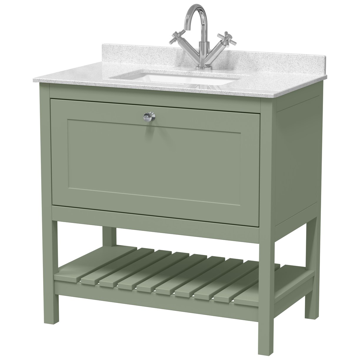 800 F/S Single Drawer Unit & Marble Top 1Th - Matt Green