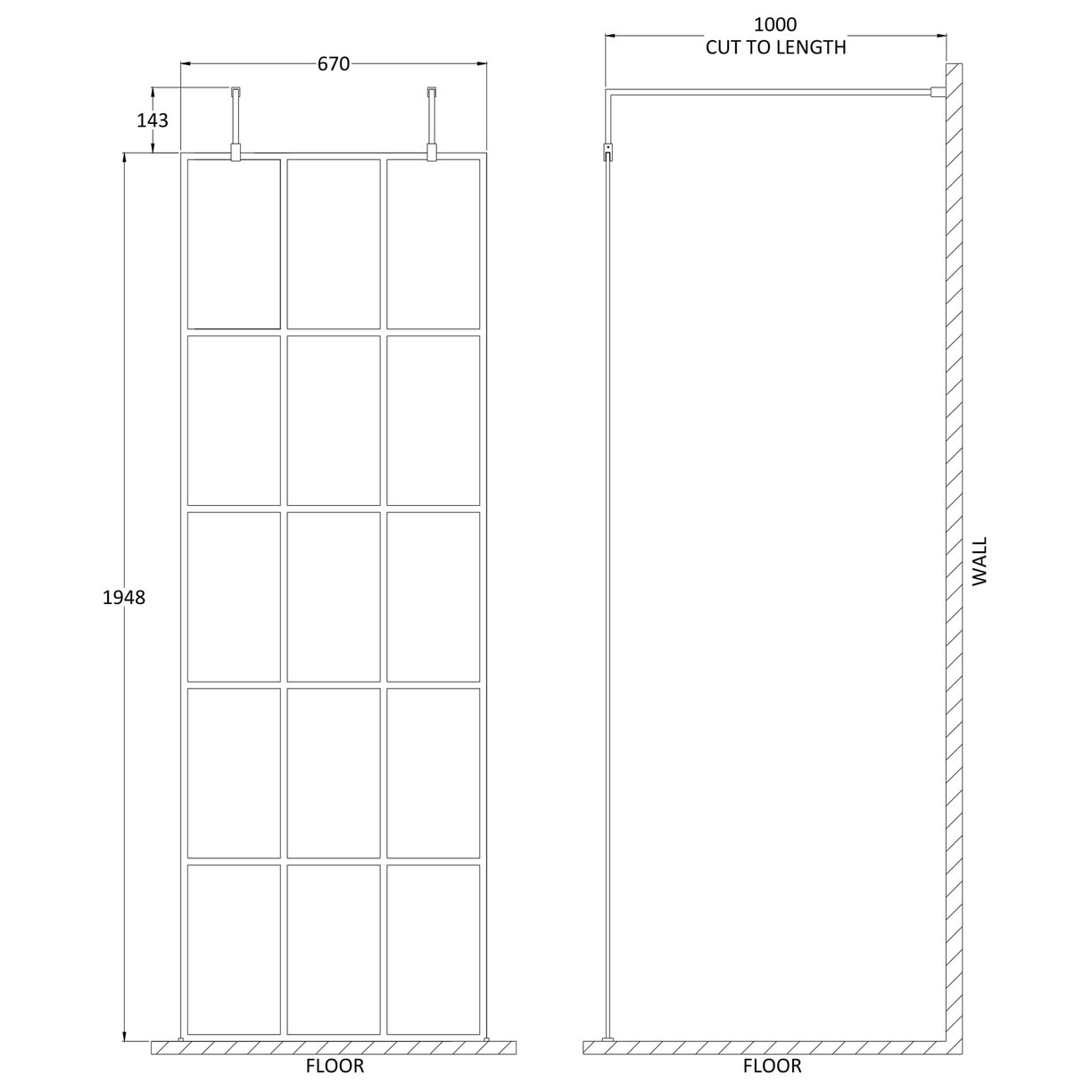 700Mm Frame Screen With Arms And Feet - Matt Black