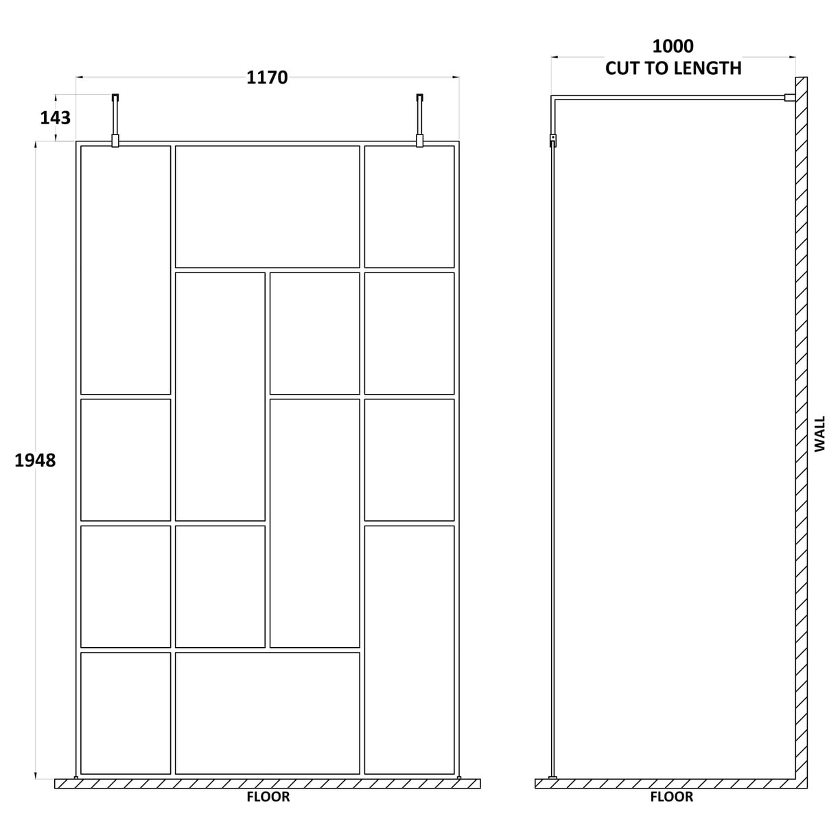 Abstract 1200 Screen With Arms And Feet - Matt Black
