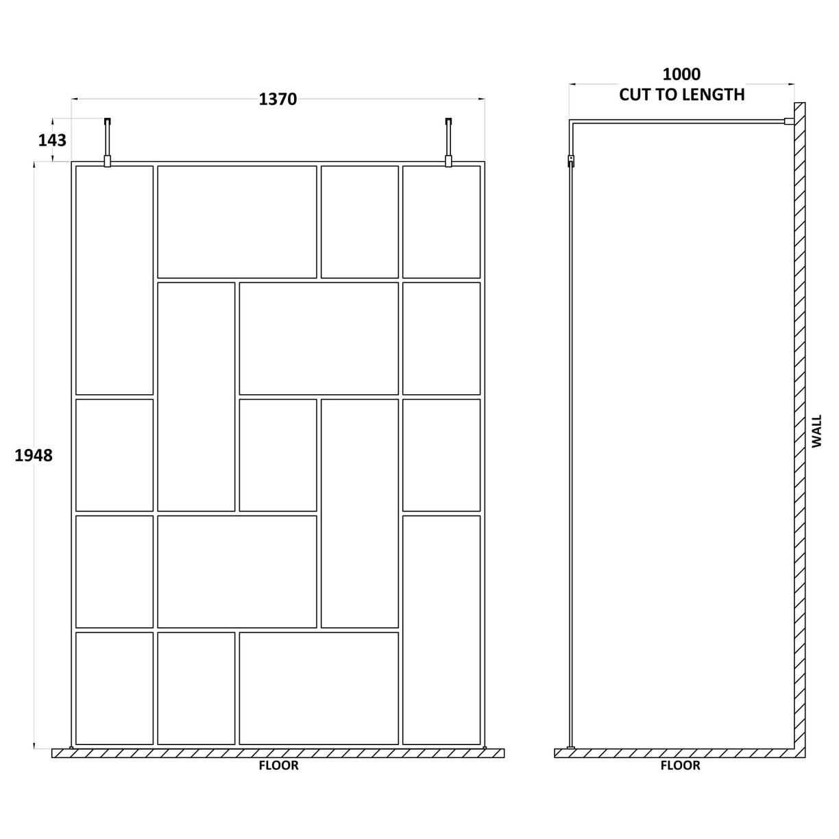 Abstract 1400 Screen With Arms And Feet - Matt Black