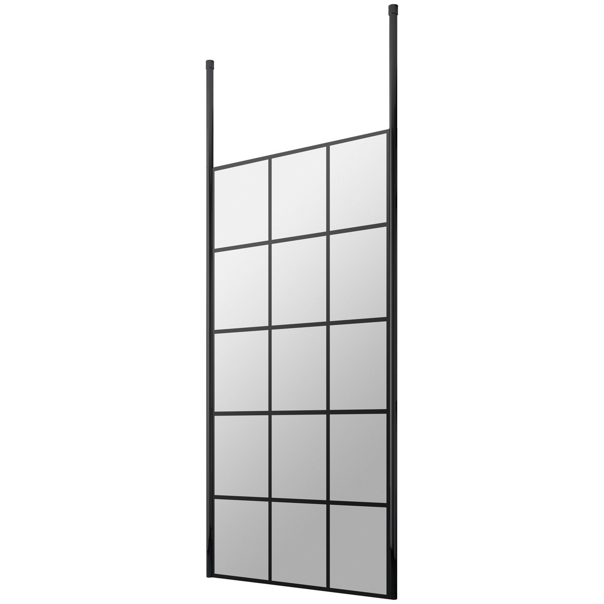 900Mm Frame Screen With Ceiling Posts - Matt Black