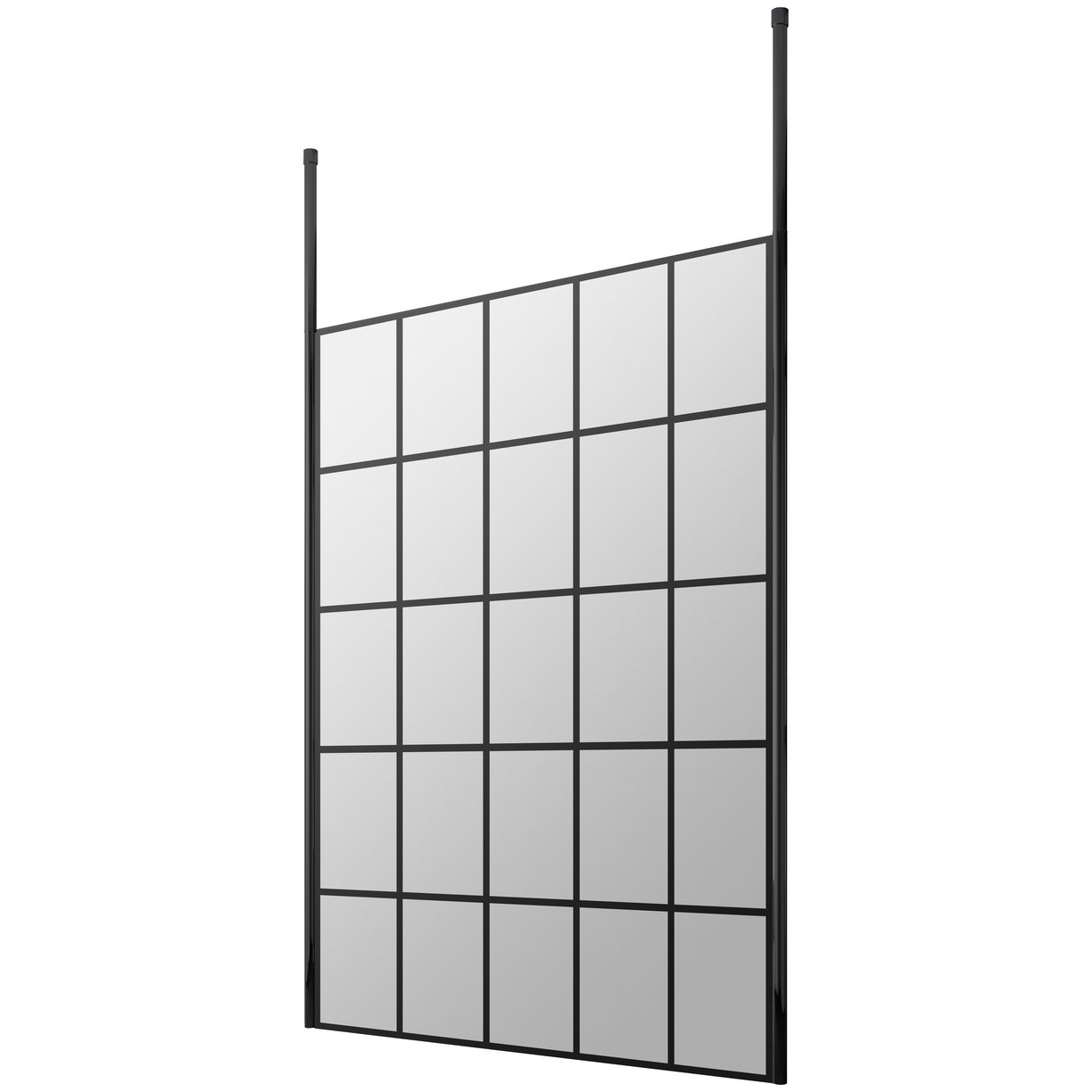 1400Mm Frame Screen With Ceiling Posts - Matt Black