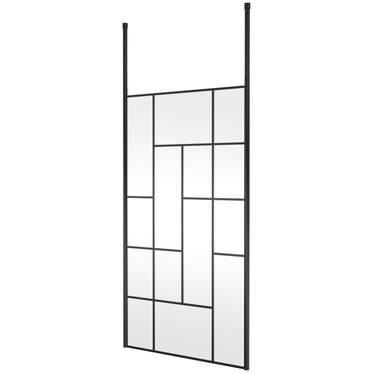 Abstract 1100 Screen With Ceiling Posts - Matt Black