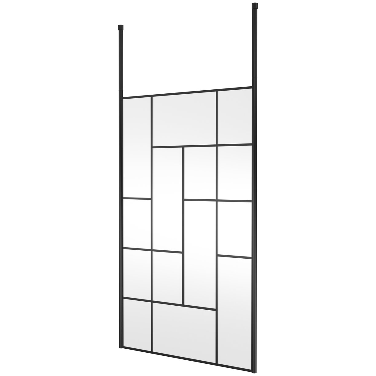 Abstract 1200 Screen With Ceiling Posts - Matt Black