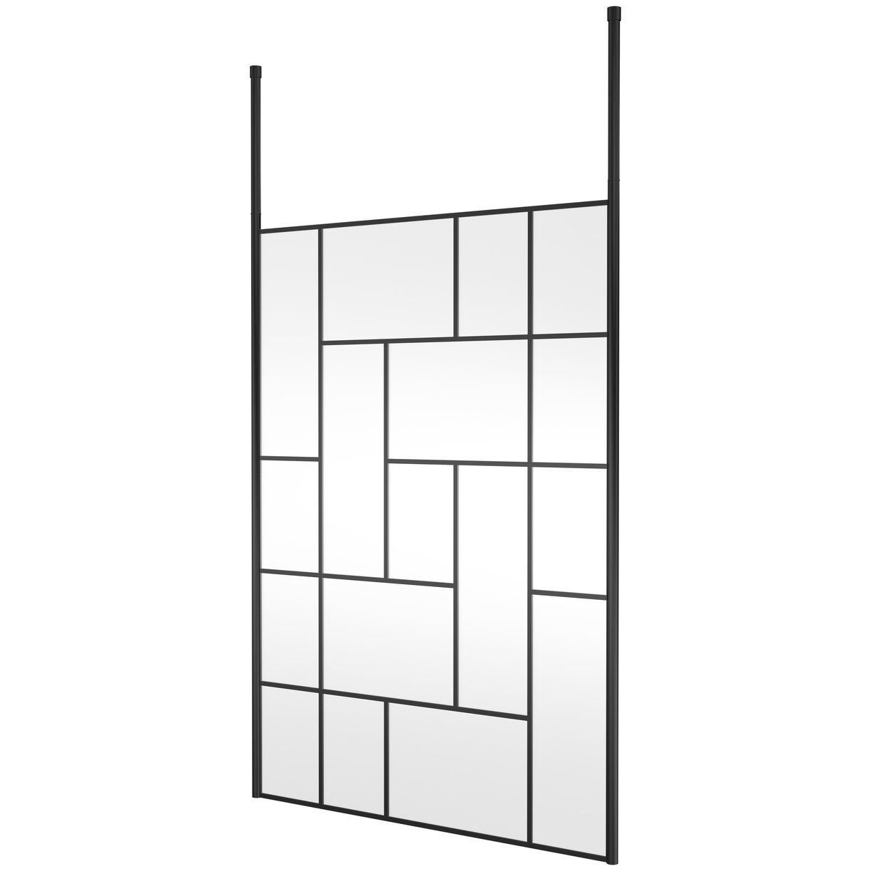 Abstract 1400 Screen With Ceiling Posts - Matt Black