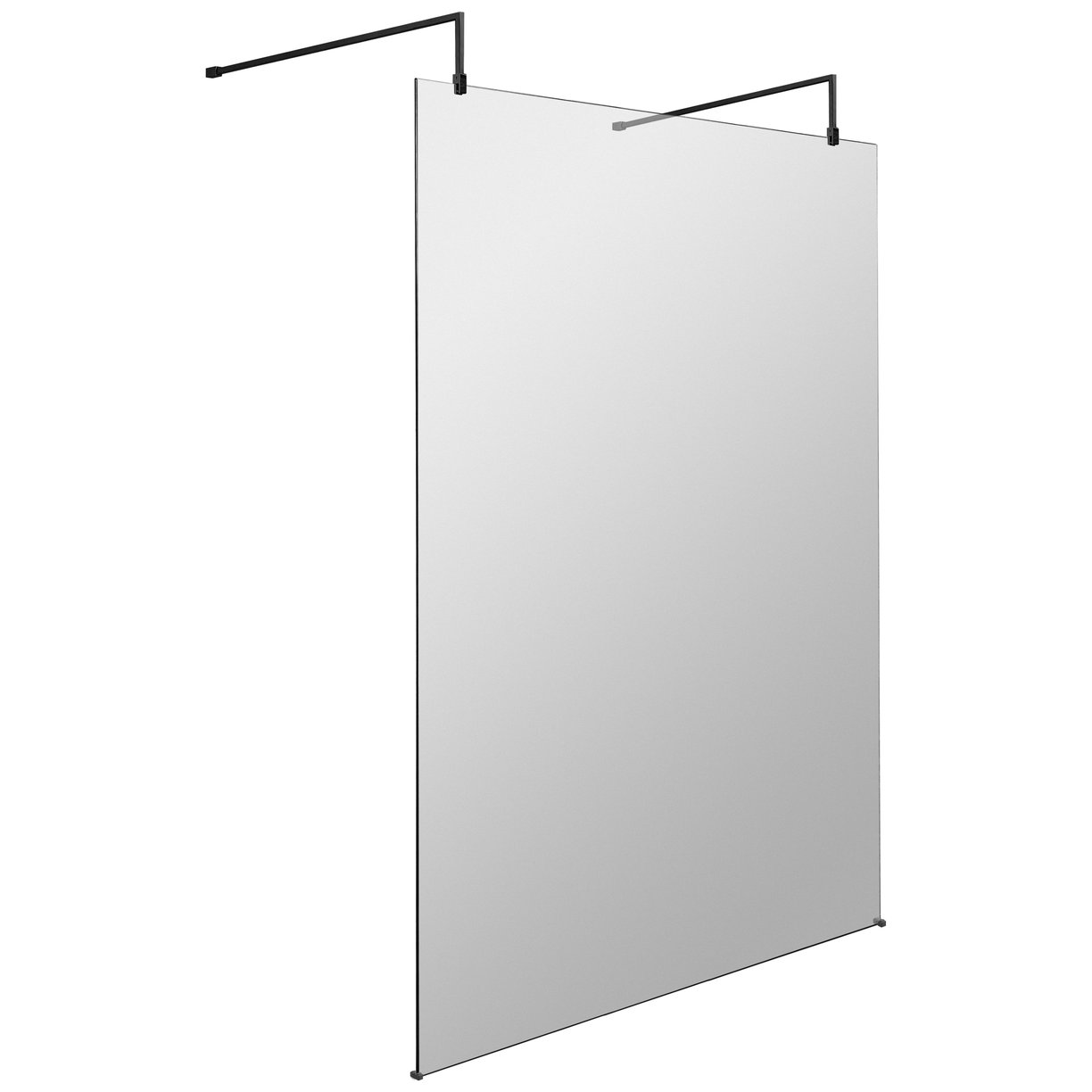 1400Mm Wetroom Screen With Arms And Feet - Matt Black