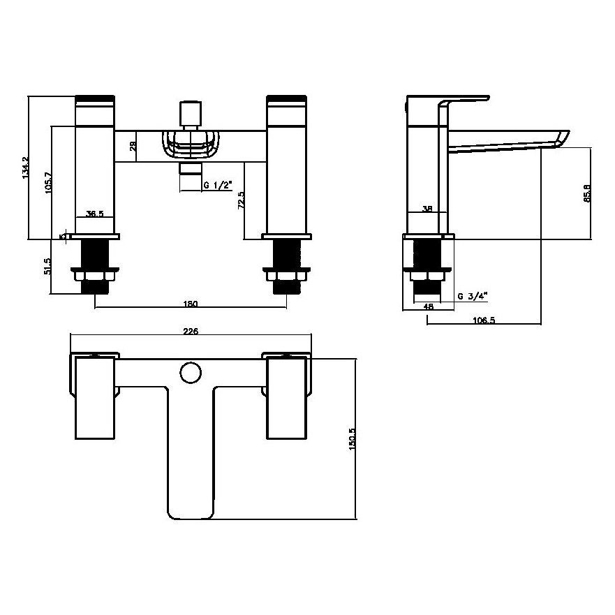 Muro Black Bath Shower Mixer