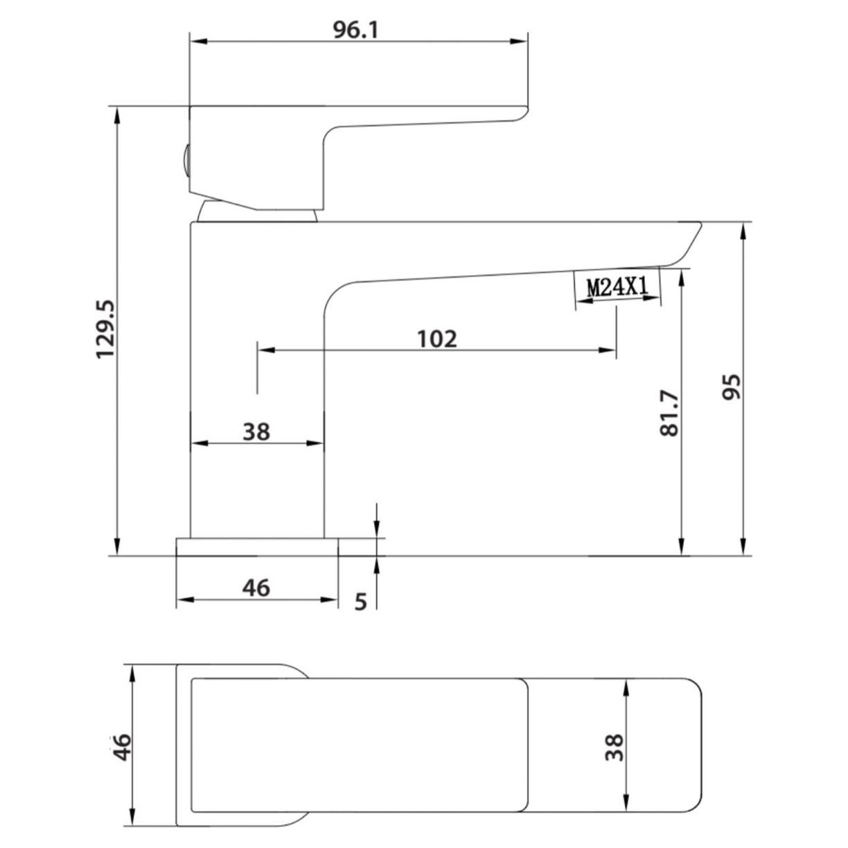MOQ Descent Black Deck Mounted Bath Filler