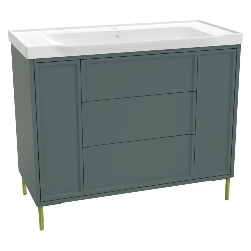 Bota 1000 Floor Standing Vanity Unit (inc. Brushed Brass Leg Set) & Basin