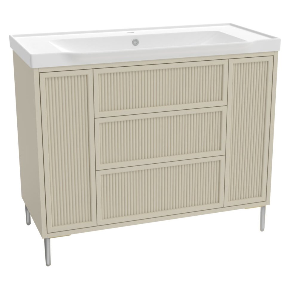 Bota 1000 Floor Standing Fluted Vanity Unit (inc. Chrome Leg Set) & Basin