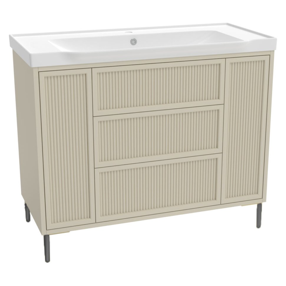 Bota 1000 Floor Standing Fluted Vanity Unit (inc. Gunmetal Leg Set) & Basin