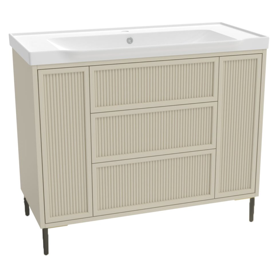 Bota 1000 Floor Standing Fluted Vanity Unit (inc. Matt Black Leg Set) & Basin