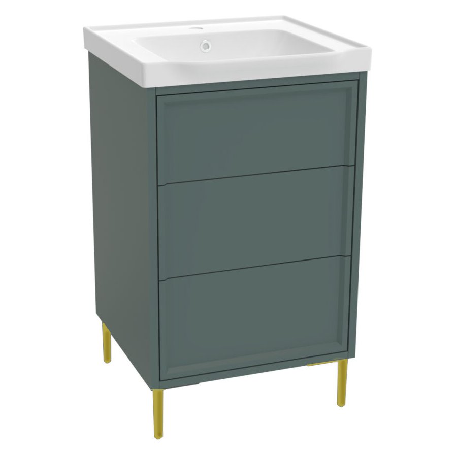 Bota 500 Floor Standing Vanity Unit (inc. Brushed Brass Leg Set) & Basin