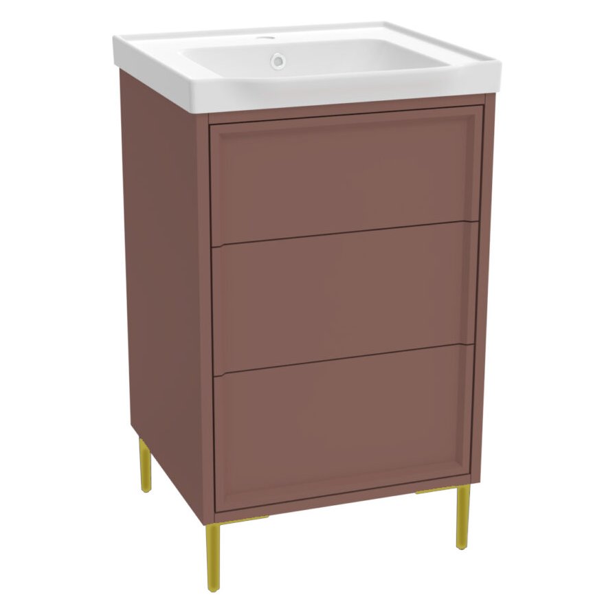 Bota 500 Floor Standing Vanity Unit (inc. Brushed Brass Leg Set) & Basin