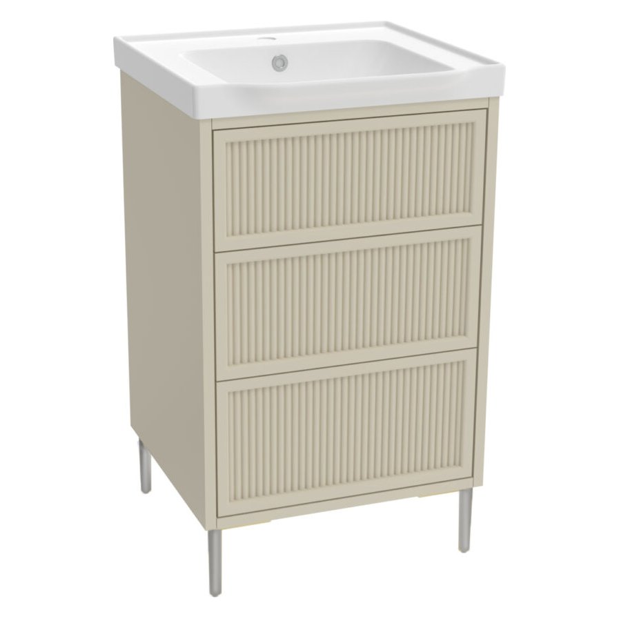 Bota 500 Floor Standing Fluted Vanity Unit (inc. Chrome Leg Set) & Basin
