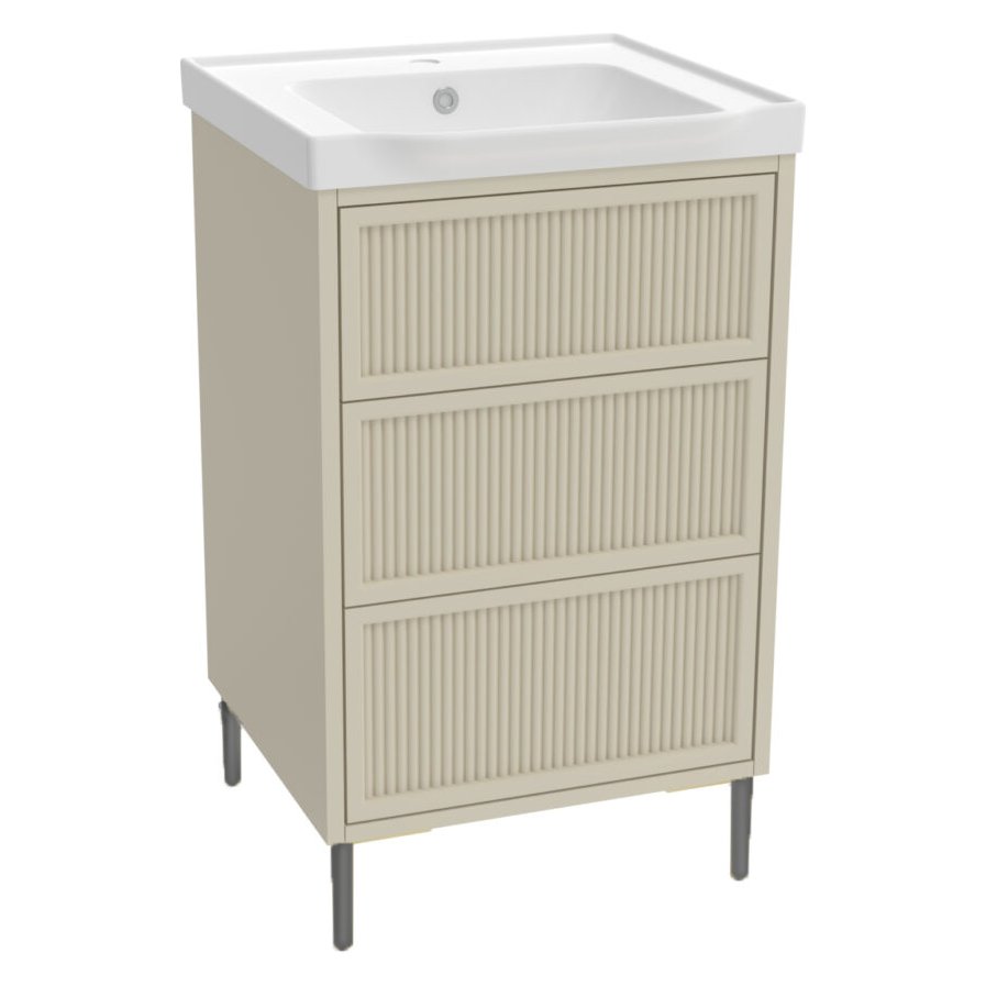 Bota 500 Floor Standing Fluted Vanity Unit (inc. Gunmetal Leg Set) & Basin